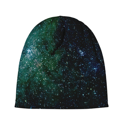 Dark Green Galaxy Space Print Beanie