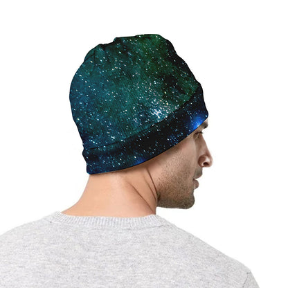 Dark Green Galaxy Space Print Beanie