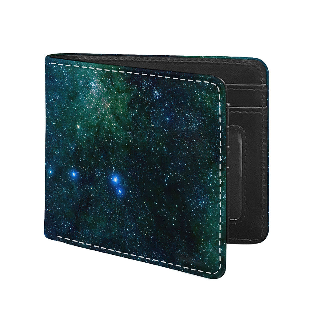 Dark Green Galaxy Space Print Bifold Wallet