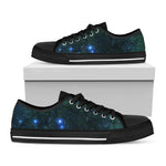 Dark Green Galaxy Space Print Black Low Top Sneakers