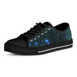 Dark Green Galaxy Space Print Black Low Top Sneakers