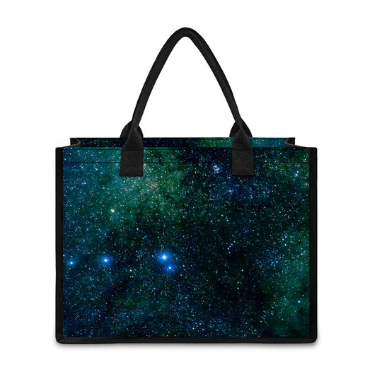 Dark Green Galaxy Space Print Canvas Tote Bag