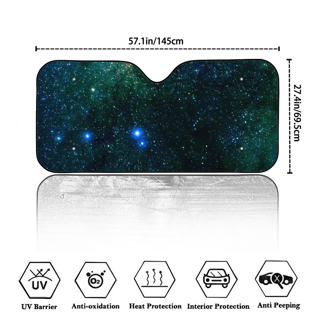 Dark Green Galaxy Space Print Car Windshield Sun Shade