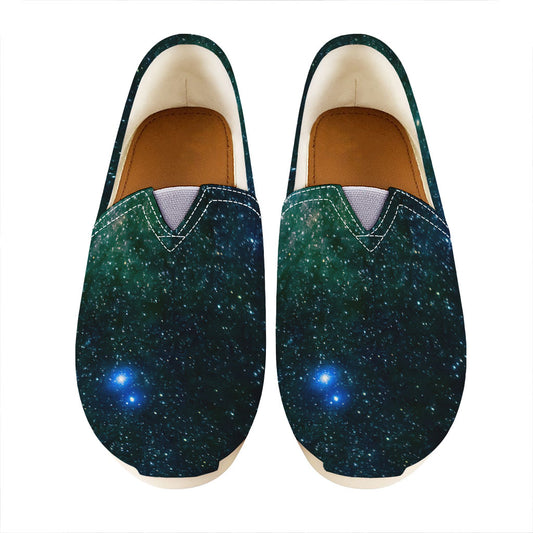 Dark Green Galaxy Space Print Casual Shoes