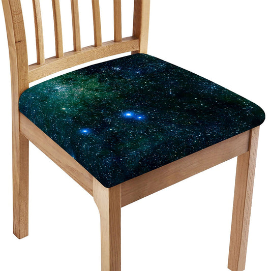 Dark Green Galaxy Space Print Chair Cushion Cover