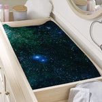 Dark Green Galaxy Space Print Changing Pad Cover
