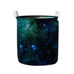 Dark Green Galaxy Space Print Collapsible Laundry Basket