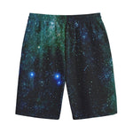 Dark Green Galaxy Space Print Cotton Shorts