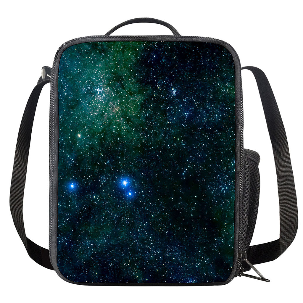 Dark Green Galaxy Space Print Crossbody Lunch Bag