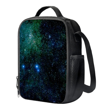 Dark Green Galaxy Space Print Crossbody Lunch Bag