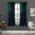 Dark Green Galaxy Space Print Grommet Curtain Panels