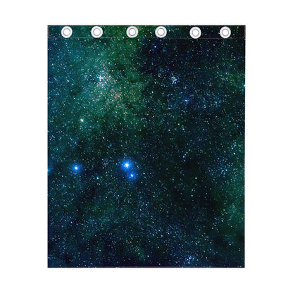 Dark Green Galaxy Space Print Curtain