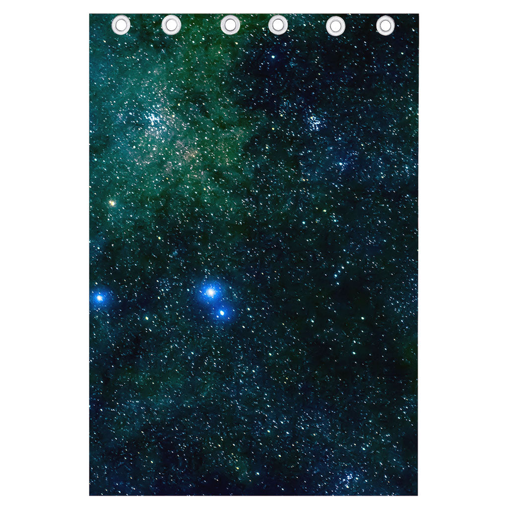 Dark Green Galaxy Space Print Curtain