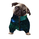 Dark Green Galaxy Space Print Dog Zip Up Jacket