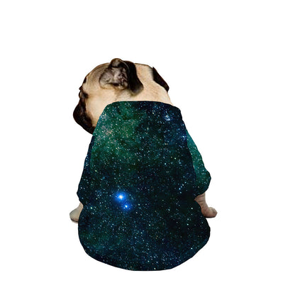 Dark Green Galaxy Space Print Dog Zip Up Jacket