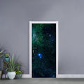 Dark Green Galaxy Space Print Door Sticker