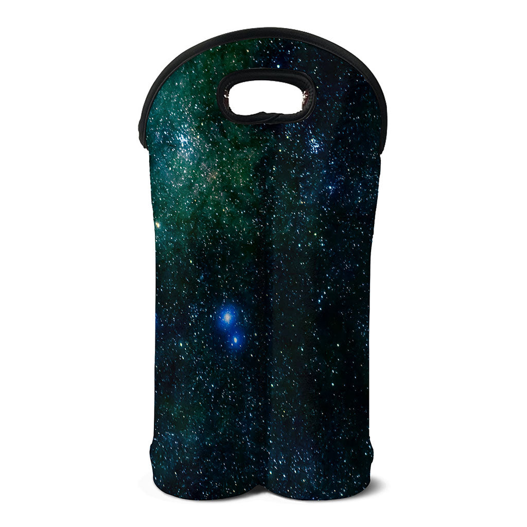 Dark Green Galaxy Space Print Double Neoprene Wine Tote