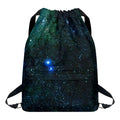 Dark Green Galaxy Space Print Drawstring Backpack