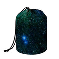 Dark Green Galaxy Space Print Drawstring Makeup Bag