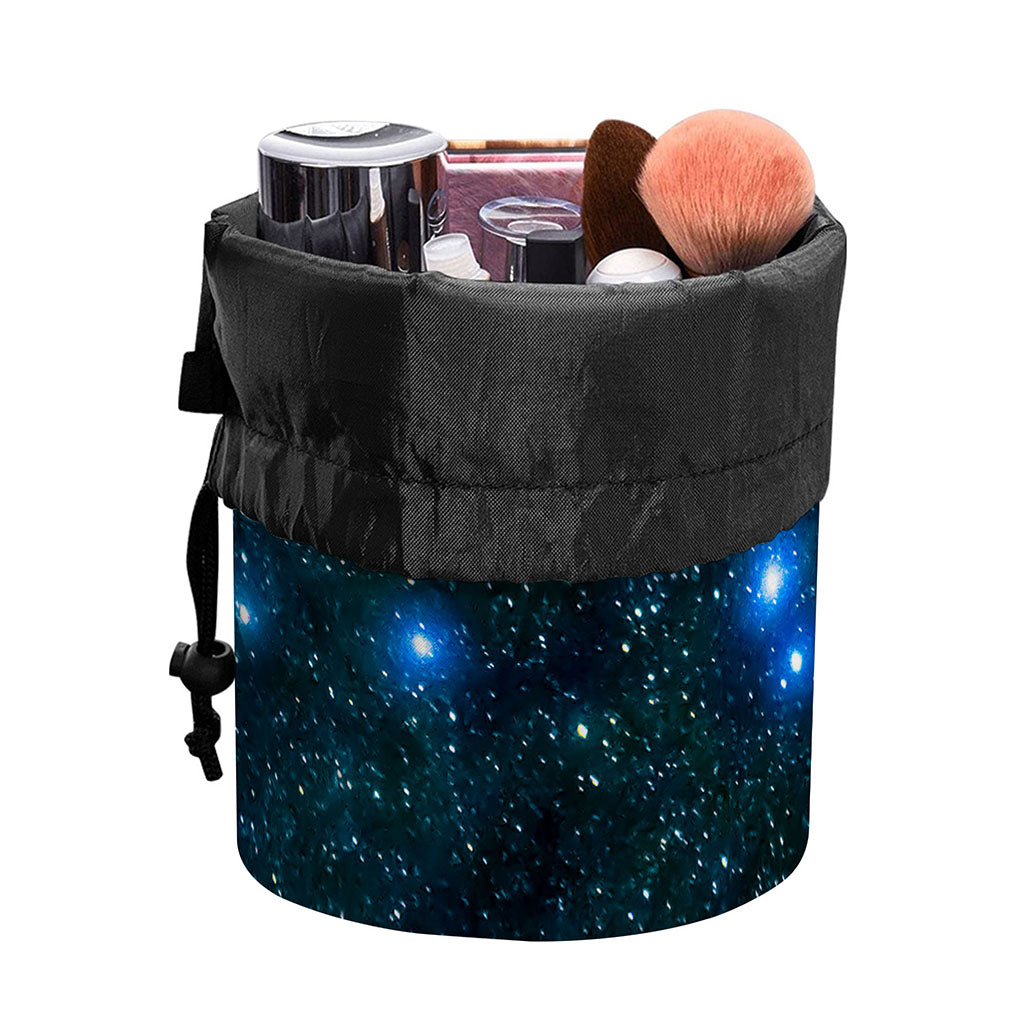 Dark Green Galaxy Space Print Drawstring Makeup Bag
