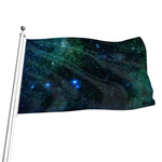 Dark Green Galaxy Space Print Flag