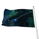 Dark Green Galaxy Space Print Flag