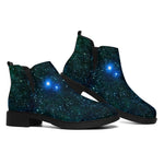 Dark Green Galaxy Space Print Flat Ankle Boots