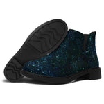 Dark Green Galaxy Space Print Flat Ankle Boots