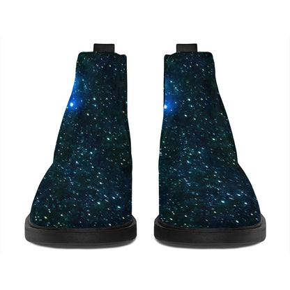 Dark Green Galaxy Space Print Flat Ankle Boots