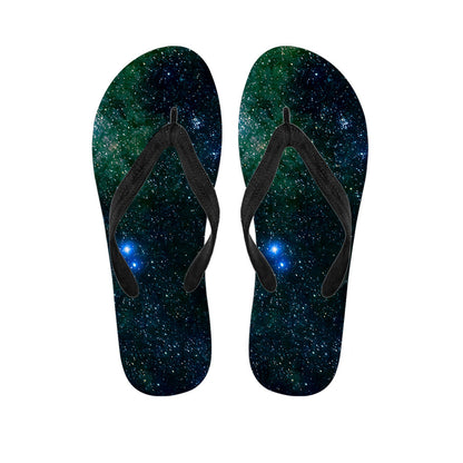 Dark Green Galaxy Space Print Flip Flops