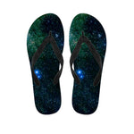 Dark Green Galaxy Space Print Flip Flops