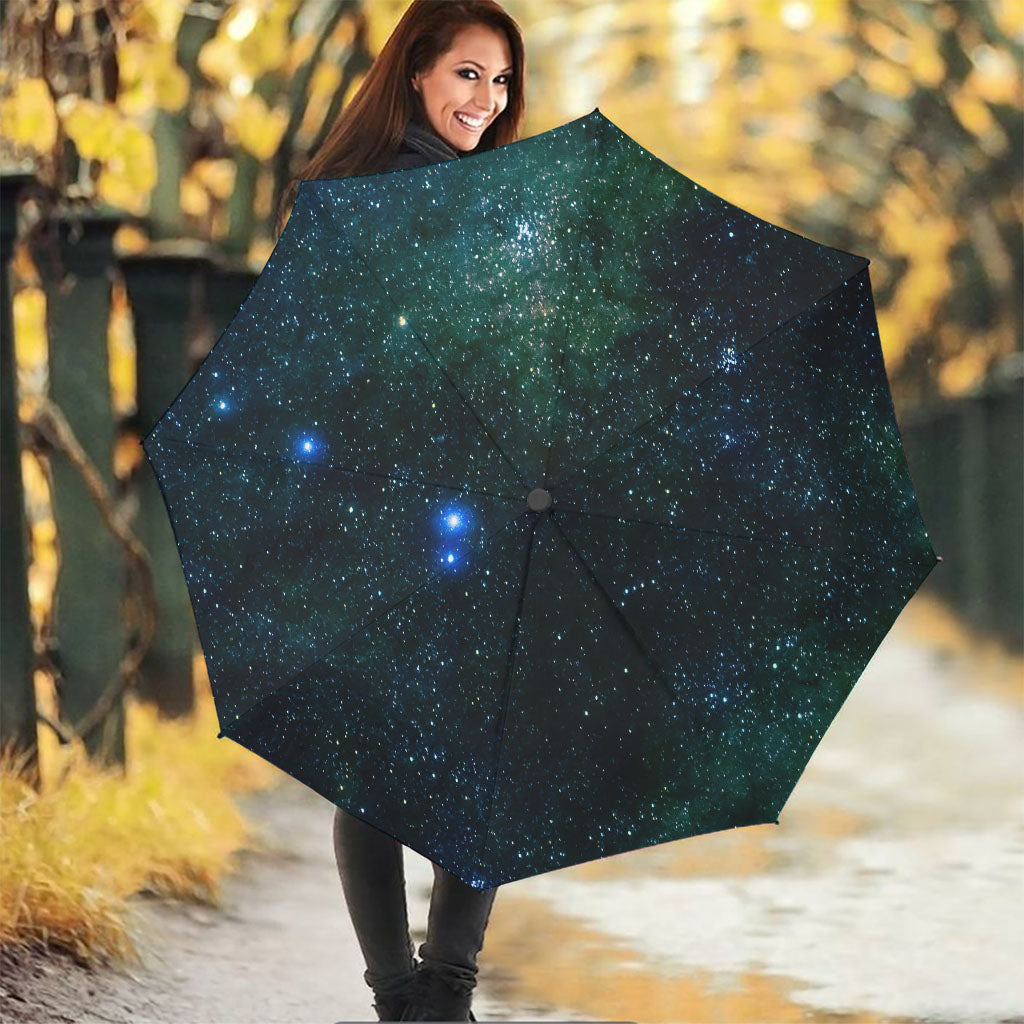 Dark Green Galaxy Space Print Foldable Umbrella