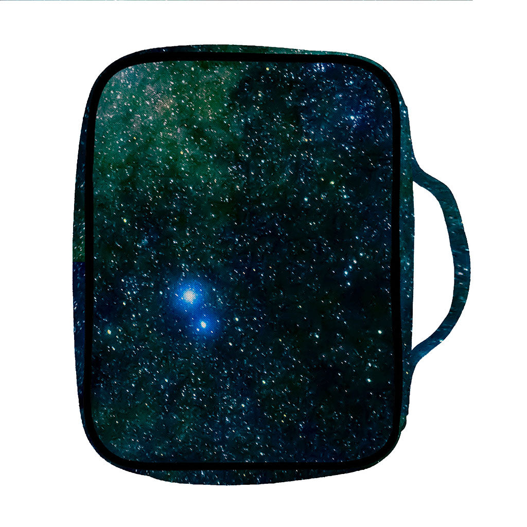 Dark Green Galaxy Space Print Front Pocket Bible Bag