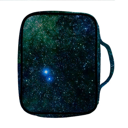 Dark Green Galaxy Space Print Front Pocket Bible Bag