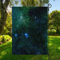 Dark Green Galaxy Space Print Garden Flag