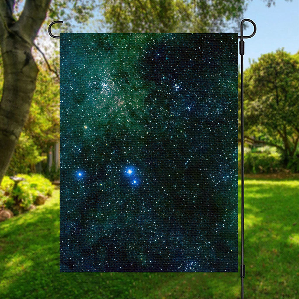 Dark Green Galaxy Space Print Garden Flag