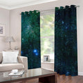 Dark Green Galaxy Space Print Grommet Curtains