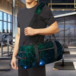 Dark Green Galaxy Space Print Gym Bag