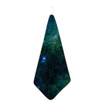 Dark Green Galaxy Space Print Hand Towel