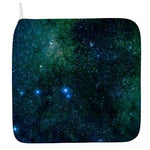 Dark Green Galaxy Space Print Hand Towel