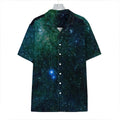 Dark Green Galaxy Space Print Hawaiian Shirt