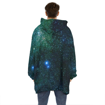 Dark Green Galaxy Space Print Hoodie Blanket
