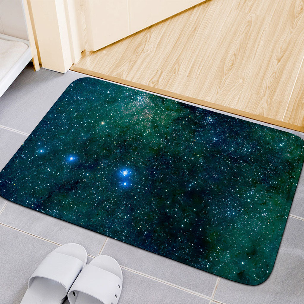 Dark Green Galaxy Space Print Indoor Door Mat
