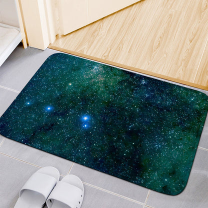 Dark Green Galaxy Space Print Indoor Door Mat