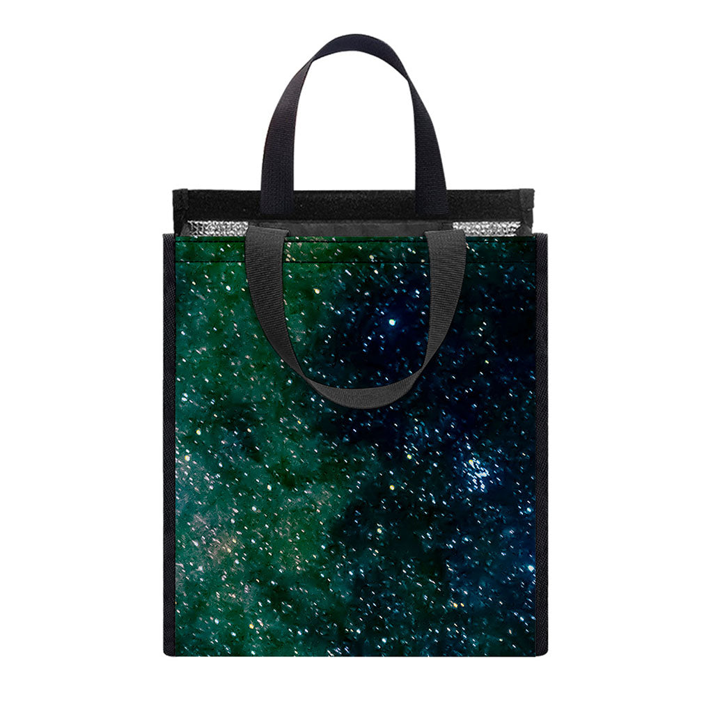 Dark Green Galaxy Space Print Insulated Lunch Tote
