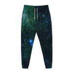 Dark Green Galaxy Space Print Jogger Pants