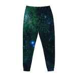 Dark Green Galaxy Space Print Jogger Pants