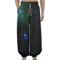 Dark Green Galaxy Space Print Lantern Pants