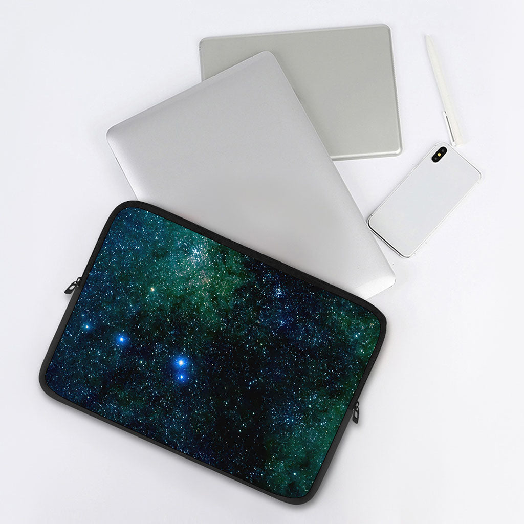 Dark Green Galaxy Space Print Laptop Sleeve