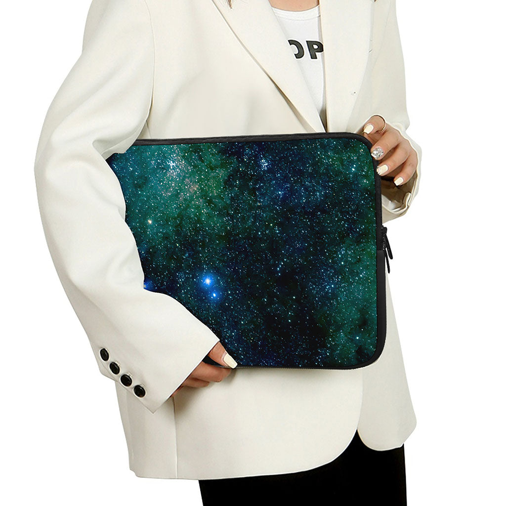 Dark Green Galaxy Space Print Laptop Sleeve